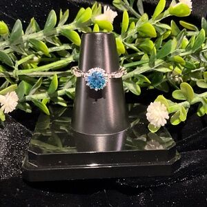 Blue Moissanite in White Gold Sz 8